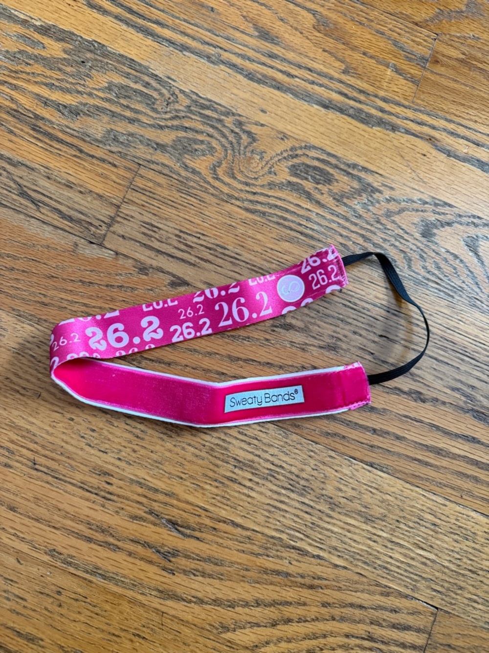 Sweaty Bands Pink Velvet Headband - 26.2 Marathon Design